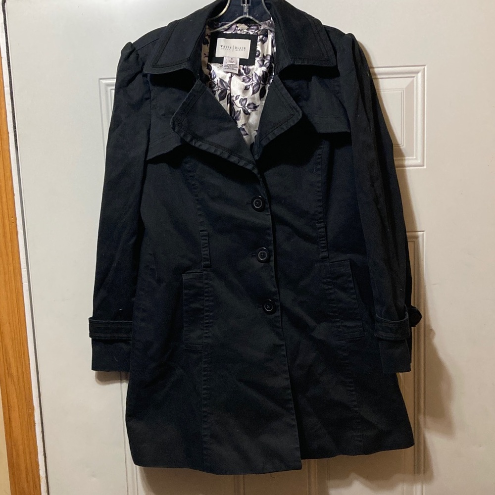 White House Black Market Dark Trench‎ Coat M